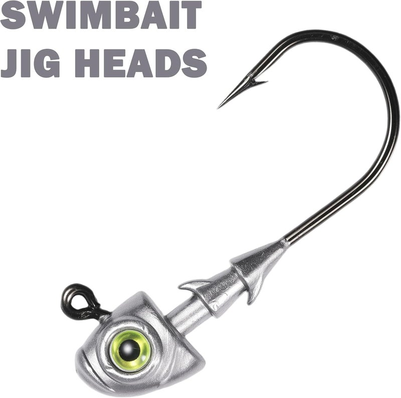 FISHCORNER Swimbait Jig Heads Fishing Jigs Swim Bait Jighead with Two Bait Keepers and 3D Eyes 1/8 3/16 1/4 3/8 1/2oz Jigheads Freshwater Saltwater Fishing - Image 2